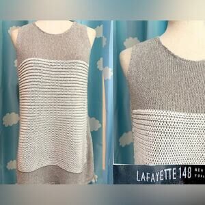 Lafayette 148 long sweater top- neutrals. M